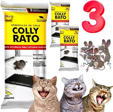 Armadilha adesiva para Pega Rato Ratoeira Ratazanas Colly Cola Rato c/ 3 Pares