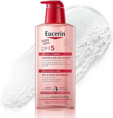 Eucerin PH5 Gel e Óleo de Banho 400ml - Limpa gentilmente e protege a barreira natural da pele
