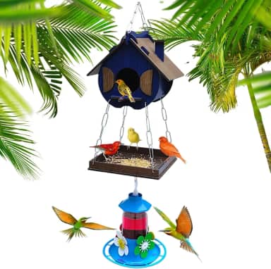 Casinha De Passarinhos Comedouro Bebedouro Para Beija-flores Livres (Azul Egípcio)