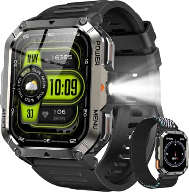 Smartwatch Militar 2.01" - Resistência IP68, Bateria 900mAh (20+ Dias), Lanterna e Bússola, 100+ Modos Esportivos, Chamadas Bluetooth - Android/iOS