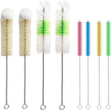 Kit de limpeza de narguilé, conjunto de escovas de garrafa, kit de 8 escovas de limpeza premium para garrafa de água de limpeza de shisha, recipientes de vidro de pescoço estreito, itens difíceis de