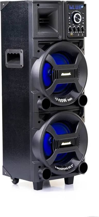 Amvox Caixa de Som Amplificada ACA 1101 Black Duplo 8-1100W RMS, Bluetooth, Equalizador, USB