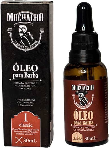 Muchacho - Óleo Para Barba Profissional Hidratante Classic - 30ml Hidratação e Maciez para sua barba