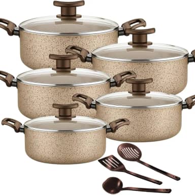 Jogo de Caçarolas Marpal 05 Peças Bianco Teflon Antiaderente com Tampa de Vidro