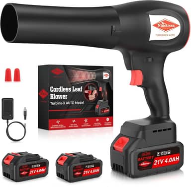 Soprador de folhas sem fio de 20 V com bateria de 2,0 Ah e carregador rápido, alta potência de 150 MPH / 25000 RPM, soprador portátil para limpeza de quintal, pátio, garagem, garagem