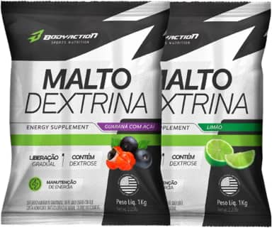 2x Maltodextrina Malto Dextrin 1kg - Bodyaction (Único, Guaraná com açaí/Limão)