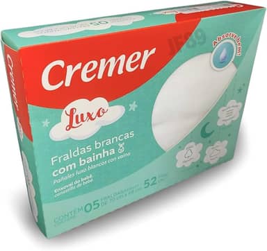 Fralda de Pano Com Bainha Dupla Camada Cremer Luxo 5 Unidades