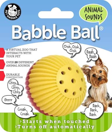 Pet Qwerks Animal Sounds Bola de Babble - Brinquedo interativo para cães - Pequeno