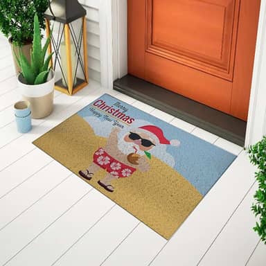 Tapete Capacho Divertido Para Porta Tema Natal - Papai Noel Agua Coco Ca282