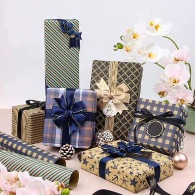 6 rolos de papel de embrulho de presente - 40 x 71 cm por rolo - Papel de embrulho Kraft para presente de aniversário, Natal, casamento, formatura, dia dos pais e festa