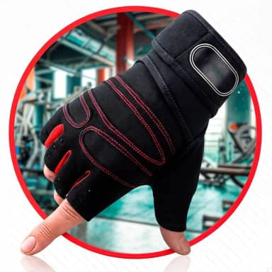 Luva de Academia ALENKO Meio Dedo Antiderrapante Tecido Respirável Costura Reforçada Ajustável Ideal para Musculação Crossfit e Halteres Tamanho Único