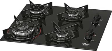 FISCHER COOKTOP À GÁS 4 BOCAS TRIPLA CHAMA FIT LINE MESA VIDRO PRETO BIVOLT - 26299-57078
