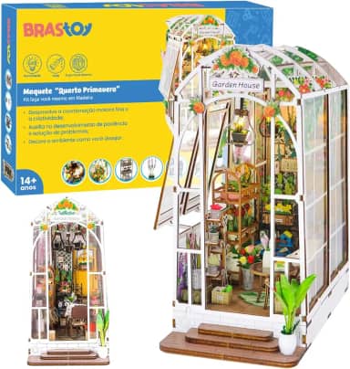 Blocos de Montar Construção Casas de Flores Madeira DIY Brinquedos Infantil Com Luz LED (Jardim)