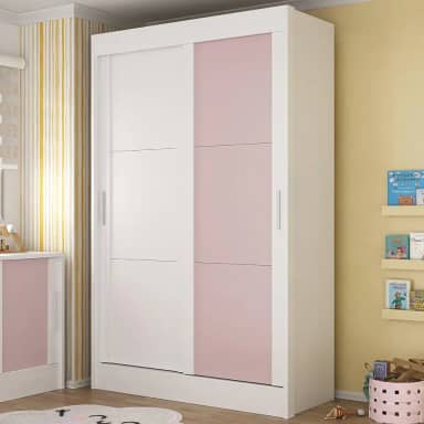 Guarda-roupa Infantil Flex 2 Portas 2 Gavetas Maya Espresso Móveis Branco/Rosa