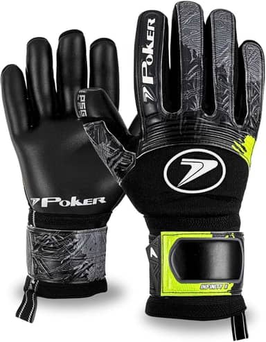 Luva De Goleiro Profissional Poker Infinity 2 Látex Alemão Grip Gel Gramado Sintético Natural Grama Society Campo Profissional Futebol Oficial