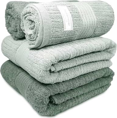 Jogo De Banho Gigante Buddemeyer - Toalha Banhão Fio Penteado Canelado - 100% Algodão - Kit 4 Peças (Verde 1871/1836)