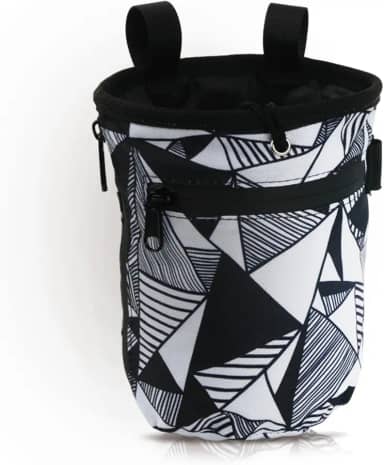 Bolsa de giz de escalada com cordão, balde de magnésia e mosquetão ajustável