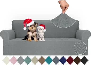JIVINER Capas de sofá elásticas 1 peça capas de sofá para sofá de 3 almofadas, cheques pequenos, capas de sofá de 3 lugares, protetor de móveis com fundo elástico para crianças, animais de estimação