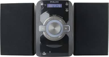 Philco Mini sistema de prateleira estéreo leitor de CD com rádio FM digital, transmissão Bluetooth, controle remoto em preto | Display LCD | Conector de fone de ouvido de 3,5 mm | Compatível com MP3 e
