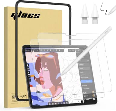 Pacote com 2 protetores de tela de vidro com toque de papel para iPad Pro 13 polegadas M4/M5 (2024/2025), pontas de substituição para Apple Pencil - Película fosca antirreflexo de vidro