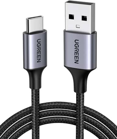 UGREEN Cabo de Dados USB para USB C 2m 3A, Carregamento Pápido, Cabo de Dados CarPlay, Design Resistente em Nylon Trançado, Compatível com iPhone 16(Plus/Pro)/15, Galaxy S24/S23, Pixel 8/7