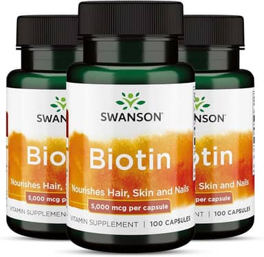 Biotina, Swanson 100 Caps, 3 UN, Made in Usa/Importado