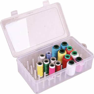 1, 2 ou 3 unidades Estojo para Linha de costura com 42 compartimentos para carretéis de linha, caixa de armazenamento vazia, compacta (1, Transparente)
