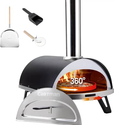 CARTMAN Forno De Pizza A Lenha Outdoor 12" Com Cortador E Pá Pellets, Bolsa Transporte