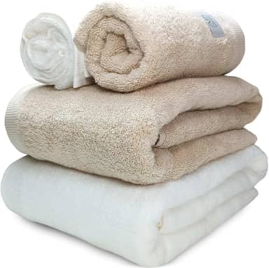 Jogo de Banho Gigante Banhão Buddemeyer Dual Air 100% Algodão 4 peças Toalha Alta Absorção Macia Grossa (Branco Bege 1011/1769)