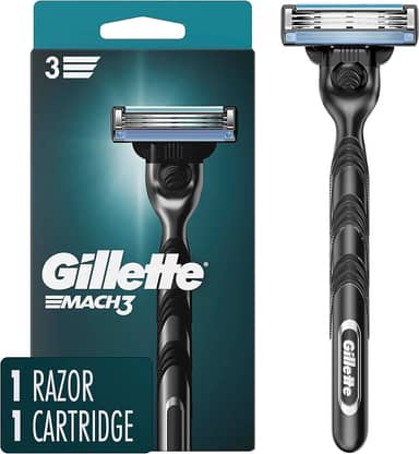 Gillette Mach3 Navalha para homens, 1 cabo de barbear + 1 refil de lâmina