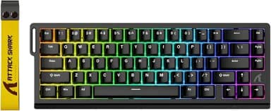 Teclado Gamer ATTACK SHARK X68 HE Magnético RGB 8K – Switch Hall Effect Outemu Amber, 68% Compacto, Layout US, Cabo Destacável, Antighosting Completo (Preto)