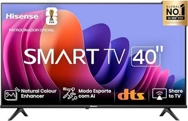 Hisense Smart TV FHD 40" Polegadas 40A4N com DTS Virtual X, Game e Sports Mode, Controle por Voz, Share to TV e Compatível com Alexa