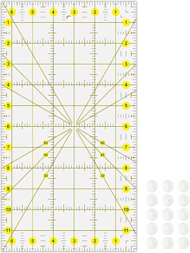 Réguas Para Quilting, Régua Acrílica, 6,5 X 12 Polegadas Com Anéis Antiderrapantes, 15 Peças Para Quilting E Costura (6,5 X 12 Polegadas)