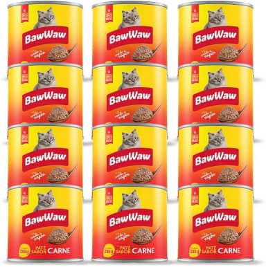 Pack de Patê Baw Waw Para Gatos Sabor Carne - 12 unidades 280g