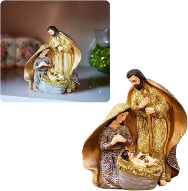 Presépio Sagrada Família em Resina 13cm Decoração Natalina