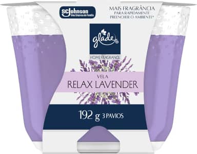 Glade Vela Aromatica Perfumada, Relax Lavander, 3 Pavios, 192g