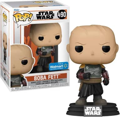 Funko Pop! Star Wars: Mandalorian - Boba Fett sem capacete de vinil exclusivo que balança a cabeça