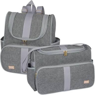 Kit 02 Peças Bolsa Maternidade Bebê Mochila Maternidade Menina Menino Luxo Impermeável (Cinza)