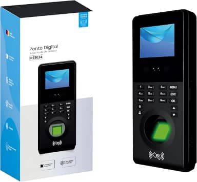 Relógio de Ponto Biométrico Digital Profissional Com Controle de Acesso, Alarme Integrado, Função Campainha e Relatório de Presença Para Cadastro de Funcionários e Empresas
