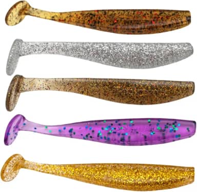 Kit 5 Isca Artificial Soft Shad 6cm ou 9cm Silicone Macia Para Pesca de Tucunaré Robalo Traíra