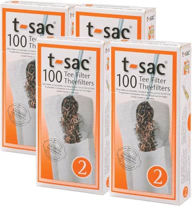 T-Sac Sacos de filtro de chá, infusor de chá descartável, número 2, capacidade de 2 a 4 xícaras, conjunto de 400
