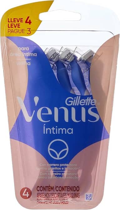 Gillette Venus Íntima, Aparelho de Depilação Íntima Feminino Descartável, 4 Unidades