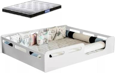 Cama Casal Montessoriana 100% Mdf + Colchão Probel 188x138 -Branca