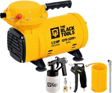 Compressor De Ar Direto Elétrico Portátil 0.5hp 127v/220v 60hz Com Acessórios Amarelo Cme2000 The Black Tools