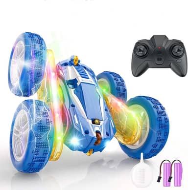 NOVEVE Carrinho de Controle Remoto 360º Gira com Azul Pirueta Quick Run Car com Luzes LED – Giro Radical,Com spray, Drift e Manobras Incríveis para Crianças | Brinquedo Tração 4x4