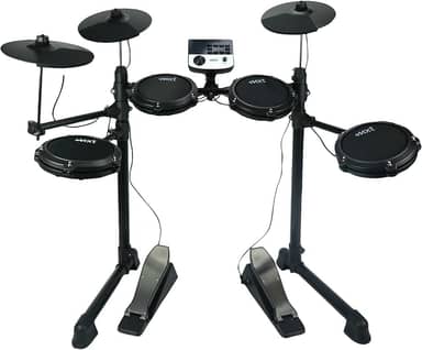 Bateria Eletrônica Digital MXT, 4 Pads de Bateria, 3 Pratos, Módulo de Som, Pedais, Preta