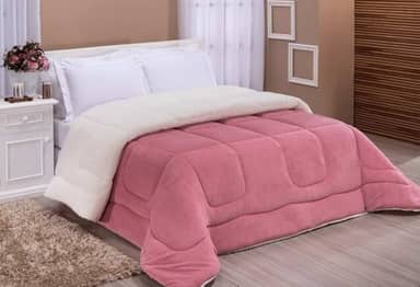 Edredom Sherpa Cobertor Casal Queen 2,40x2,20m Cobertor E Coberdrom Macio - Rose