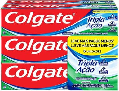 Creme Dental Colgate Tripla Ação Menta Original 90g 6 unidades