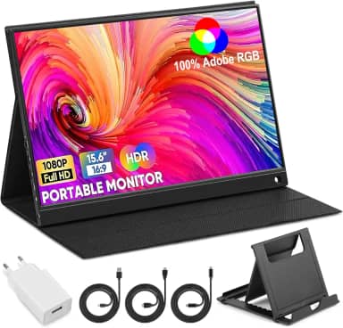 15.6'' Monitor Portátil Conectado com Dupla/HDMI, Monitor de Laptop com Suporte Dobrável, IPS Extensor de Tela para Notebook, Tela de Viagem para Laptop PC y Telefone