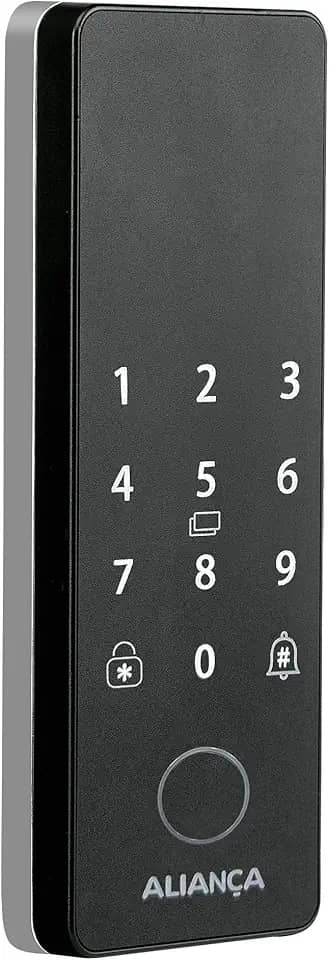 Fechadura Digital Iris Plus sobrepor para Porta de Madeira Preto Fosco Aliança